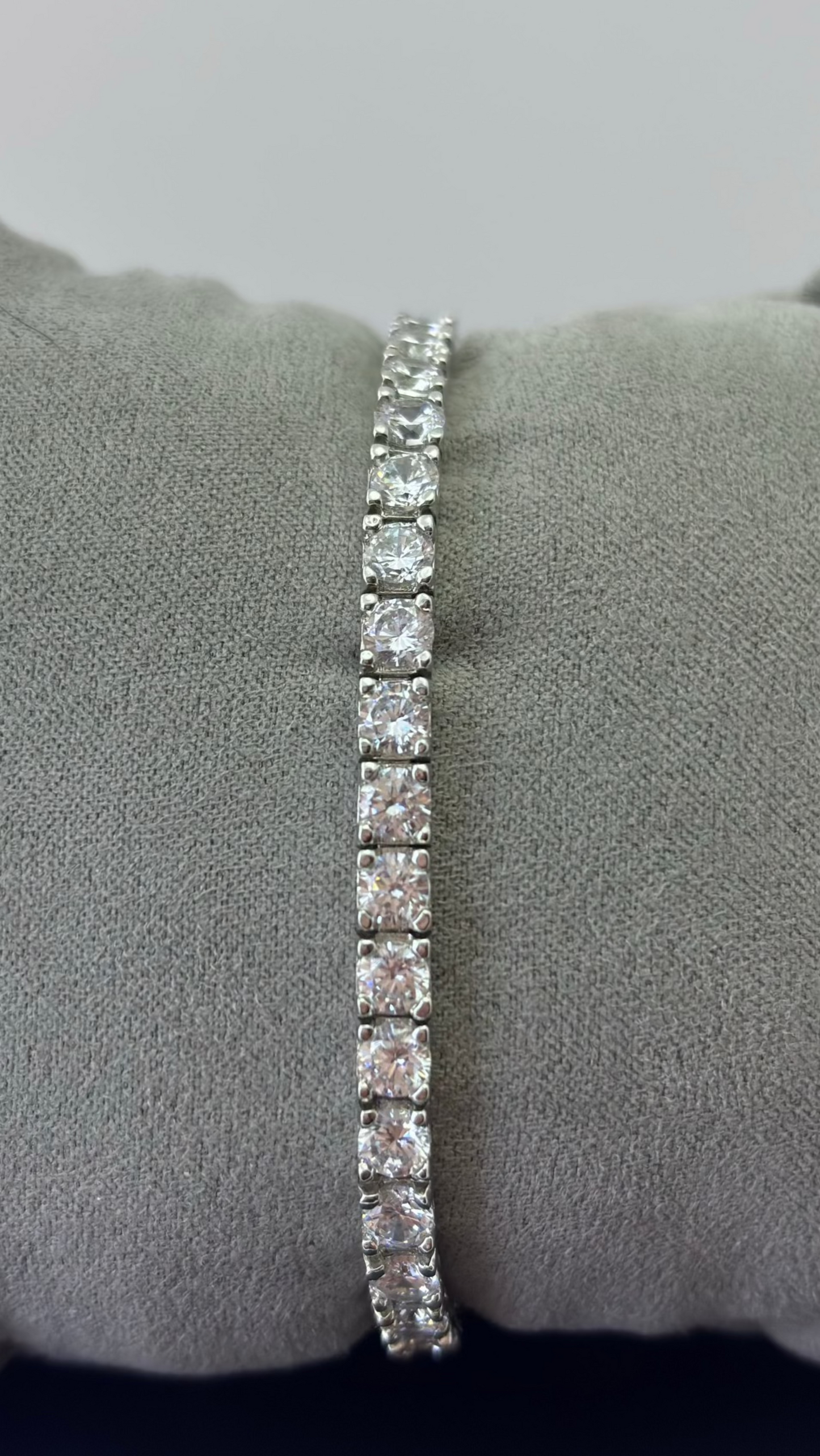 Sterling silver based tennis bracelet set with premium Cubic zirconia finished with rhodium polish - by Adiva Jewelry