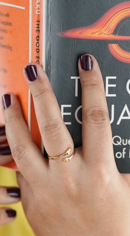 Sterling silver with gold plating self-hug ring. Everyday wear ring. Handmade by Adiva Jewelry 