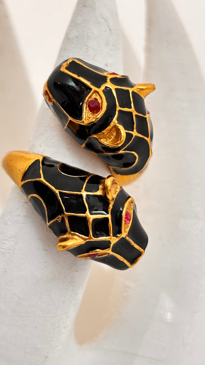 Black panther-themed cocktail ring -   handcrafted by Adiva Jewelry for special occasions and party wear